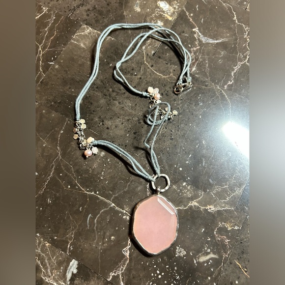 Silpada Sterling Silver, Rose Quartz Pendant, on a Pink Soapstone Necklace - Picture 2 of 5